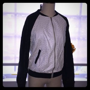 Perforated Vegan  Varsity style Jacket